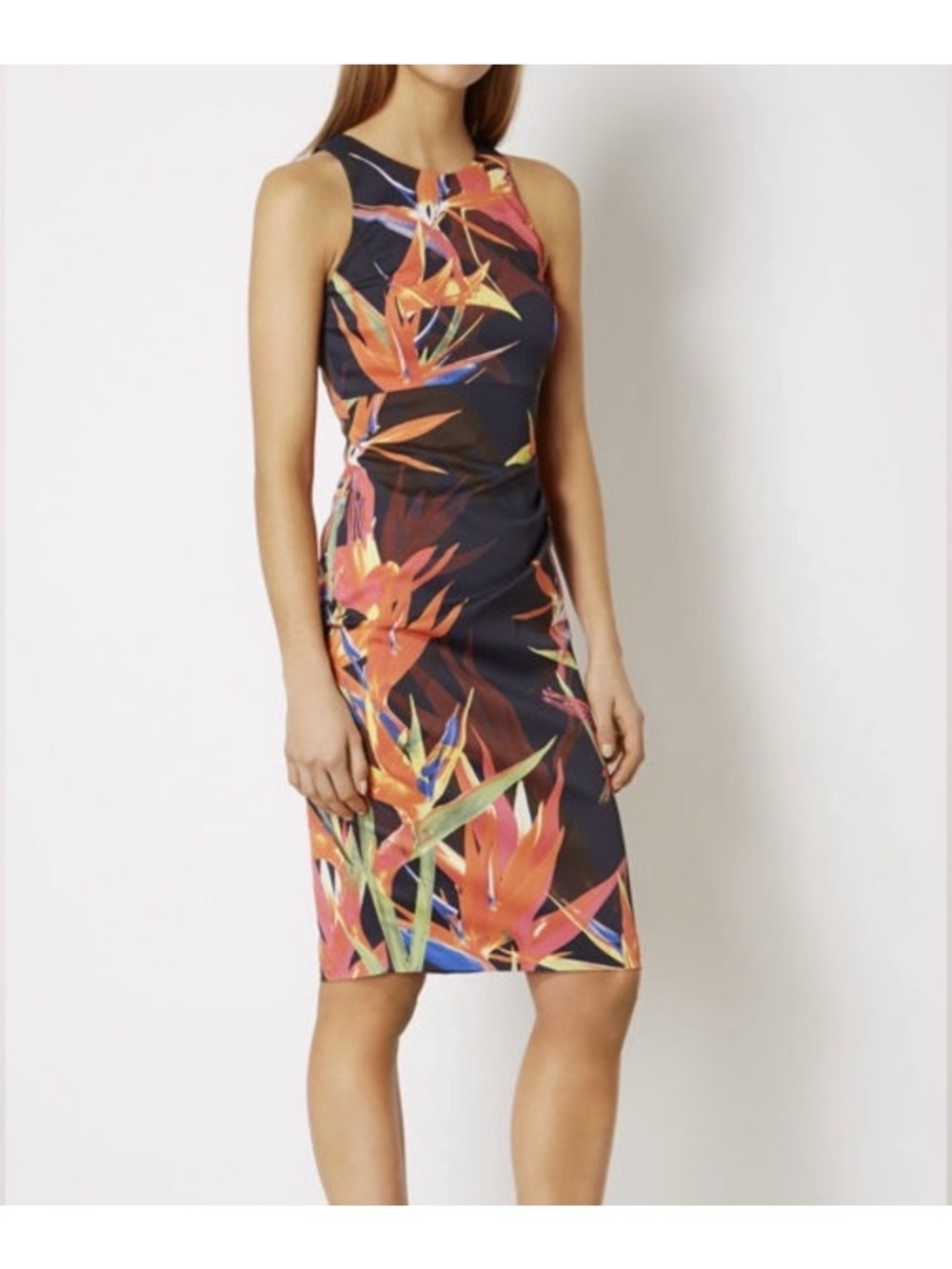 Karen Millen Birds of Paradise Pencil Dress - Size 6